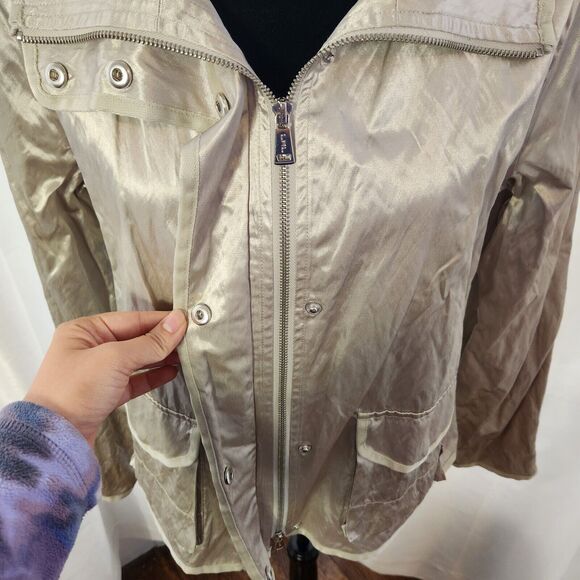 Lauren Ralph Lauren Active Sport Jacket Large Womens Silver Retro Designer Rave - Picture 4 of 12